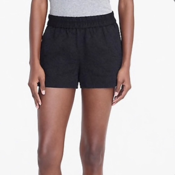 J crew 3 inch Floral Jacquard Pull On Shorts black - Picture 1 of 14